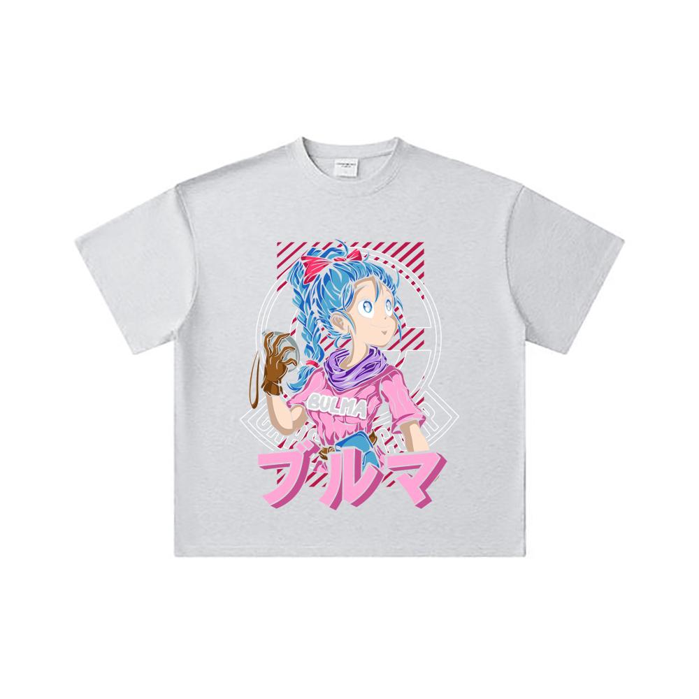 260 GSM Double Yarn 32 Count 100% Cotton Dragon Ball V17 Bulma Print Unisex Heavy Cotton T Shirt