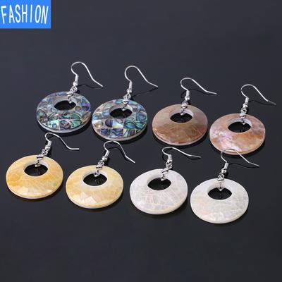 Natural Yellow Scallop Powder Scallop White Scallop Abalone Scallop Jewelry Shell Fragment Splicing Earrings Safety Buckle Earrings