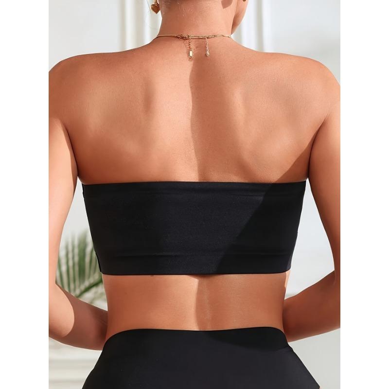 Women's Black Seamless Strapless Bandeau Bra Wireless Invisible Tube Top Bralette