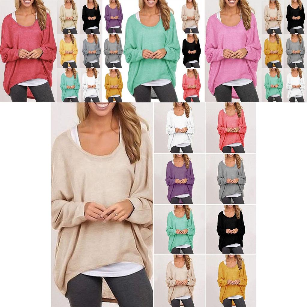 Elegant Women Plus Size Long Sleeve Pullover T-shirt With Loose Baggy Casual Fit