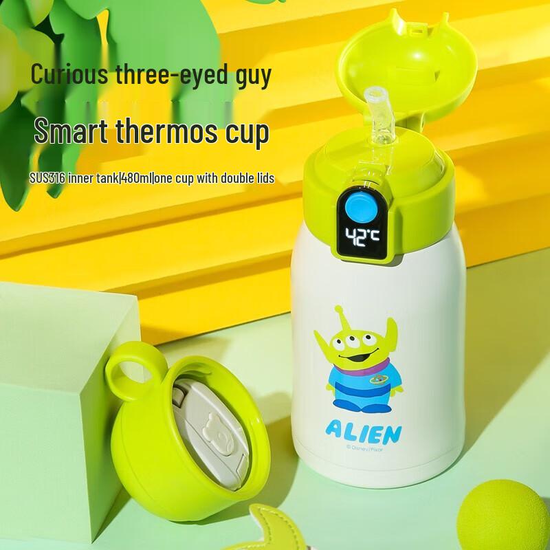 Begibear Children s Smart Thermos with Straw & Temp Display, 480ml