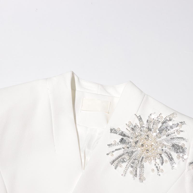 Frühjahr 2025 V-Ausschnitt Anzugjacke mit Rautendetails für Damen