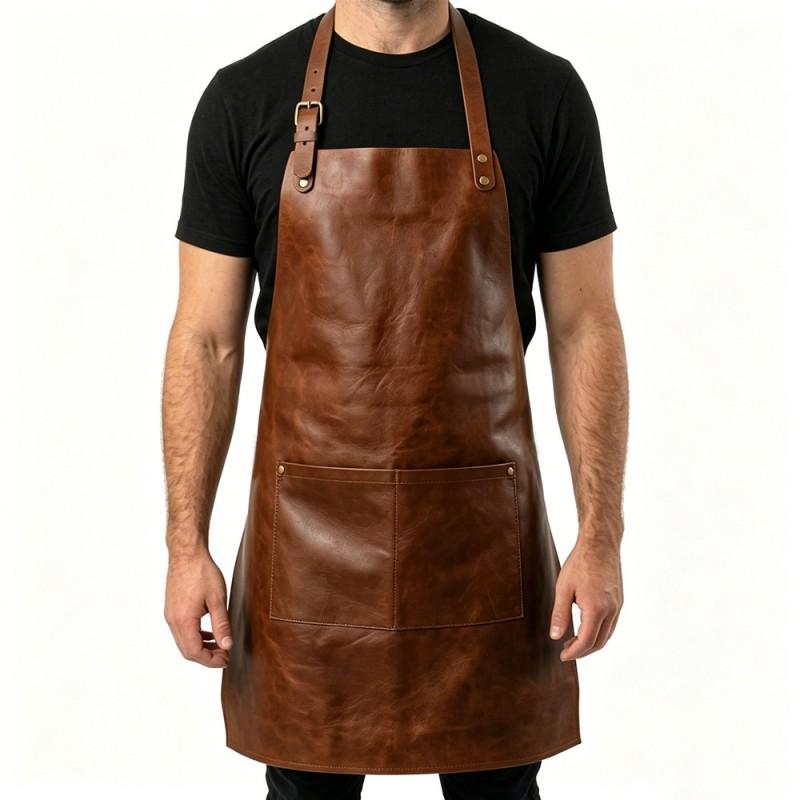 Unisex PU Leather Work Apron Multi-Pocket Hairdresser Barista Gardener Vintage Style Anti-Stain All Season One Size