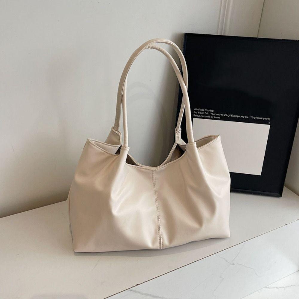 Large Capacity Underarm bag Casual Solid Tote Bag Ins PU Leather Shoulder Bag Vacation