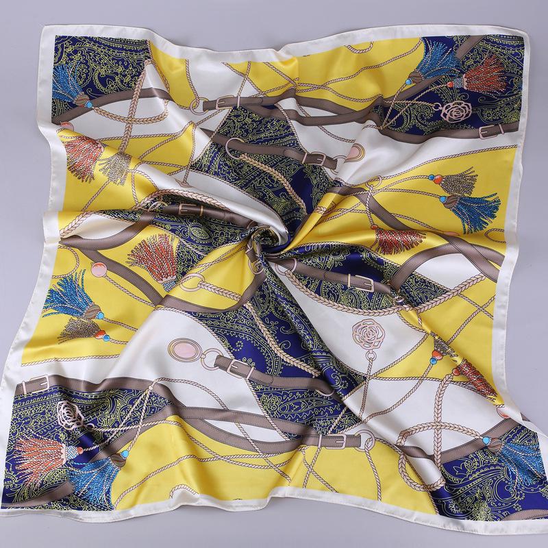 Fashion Kerchief Silk Satin Neck Scarf For Women Print Hijab Scarfs Female 90*90Cm Square Shawls And Wraps Scarves For Lady