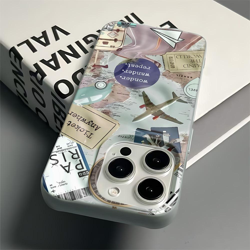 Vintage Travel Map Phone Case For Iphone 171615 14 Plus 13 12 11 Pro Max 17Air Funda Mobile Protective Cover Coque