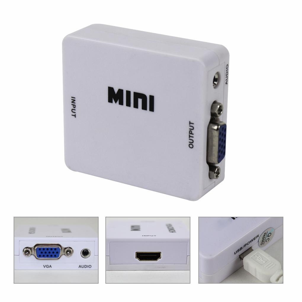 Portable HD 1080P HD To VGA Converter With Audio VGA2HD Video Box Adapter For Computer HDTV Projector For DVD PS3