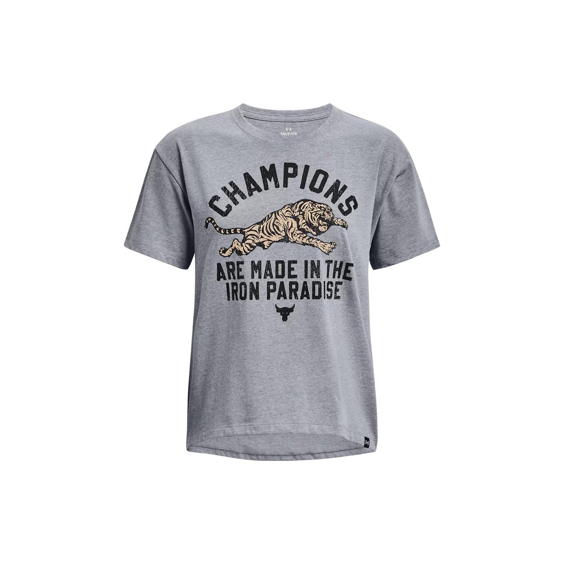 (WMNS) Under Armour Project Rock Iron Heavyweight T-shirt Grey Women s 1376918-035 L