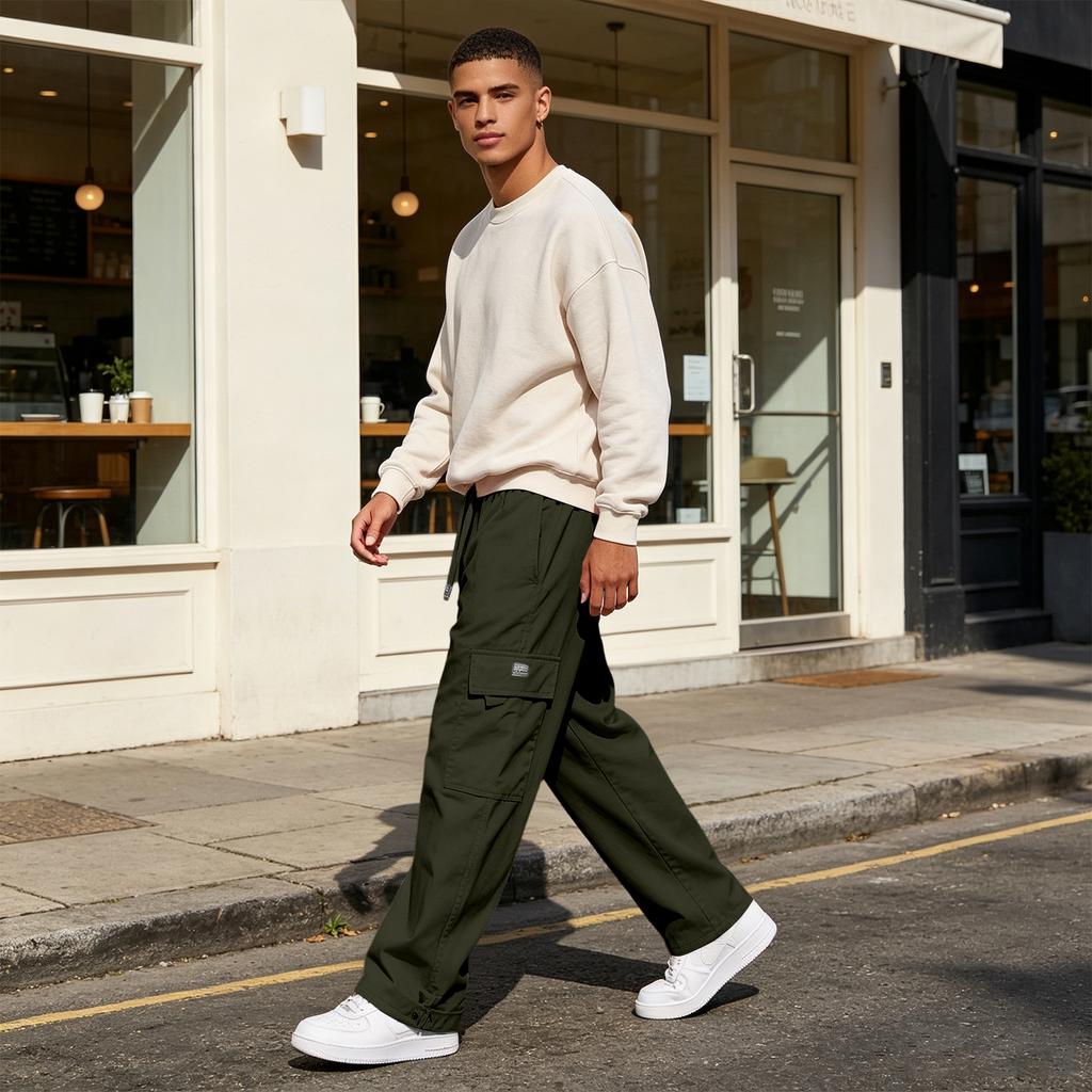 Men's Casual Loose Fit Cargo Pants with Multiple Pockets for Outdoor Daily Wear