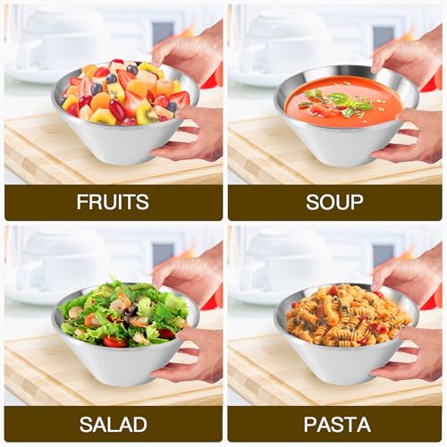 IMEEA Noodle Bowls, Ramen Bowls, Cold Noodles, Double-Layered Bowls, Soba, Stainless Steel, Set of 2 (23cm)