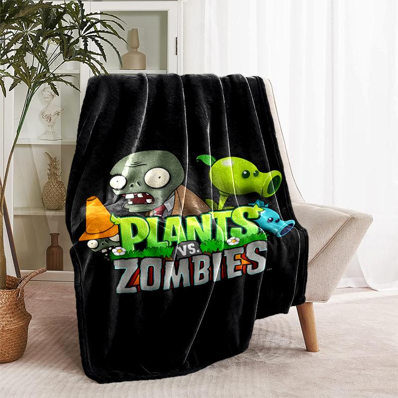 1pc Blanket Plants vs. Zombies Print Design, Lightweight Blanket for Sofa, Bed- Soft &Warm, Gift for All Seasons like Christmas, Halloween