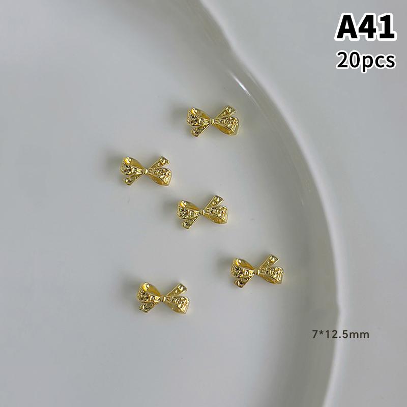 20 stuks Legering Lint Strik Nagel Charms Platte Achterkant Strikje Nagellak Decoraties Luxe Metaal Strikje Manicure