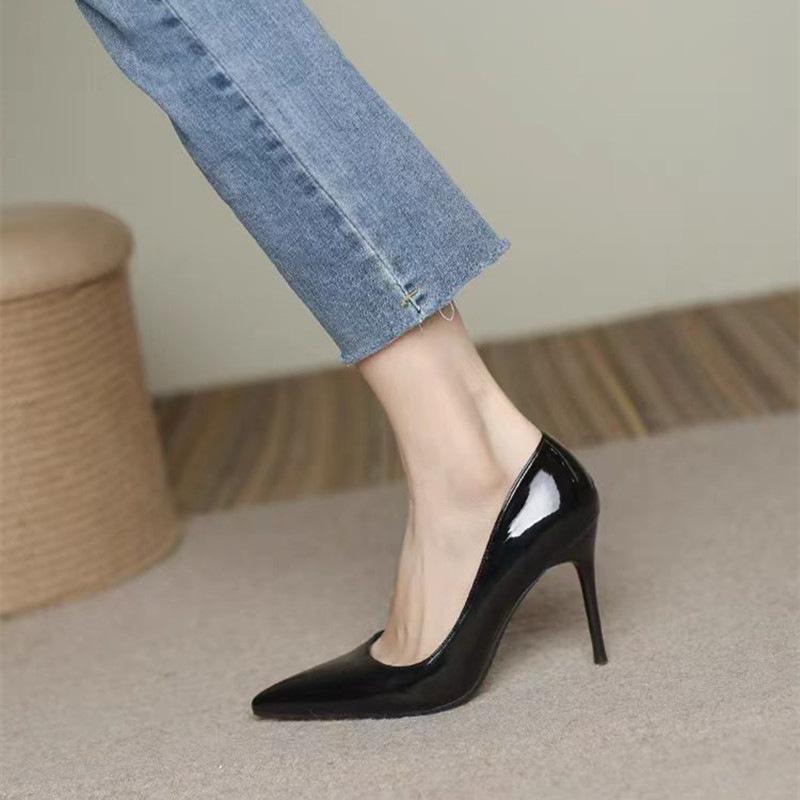 2025 autumn new single shoes women's nude high heels women's thin heels pointed sexy French girl light mouth shoes versatile
