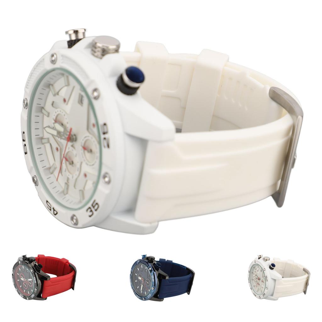 Multifunctional Quartz Watch Silicone Strap Fashion Date Luminous Water Resistant Casual Men Wristwa