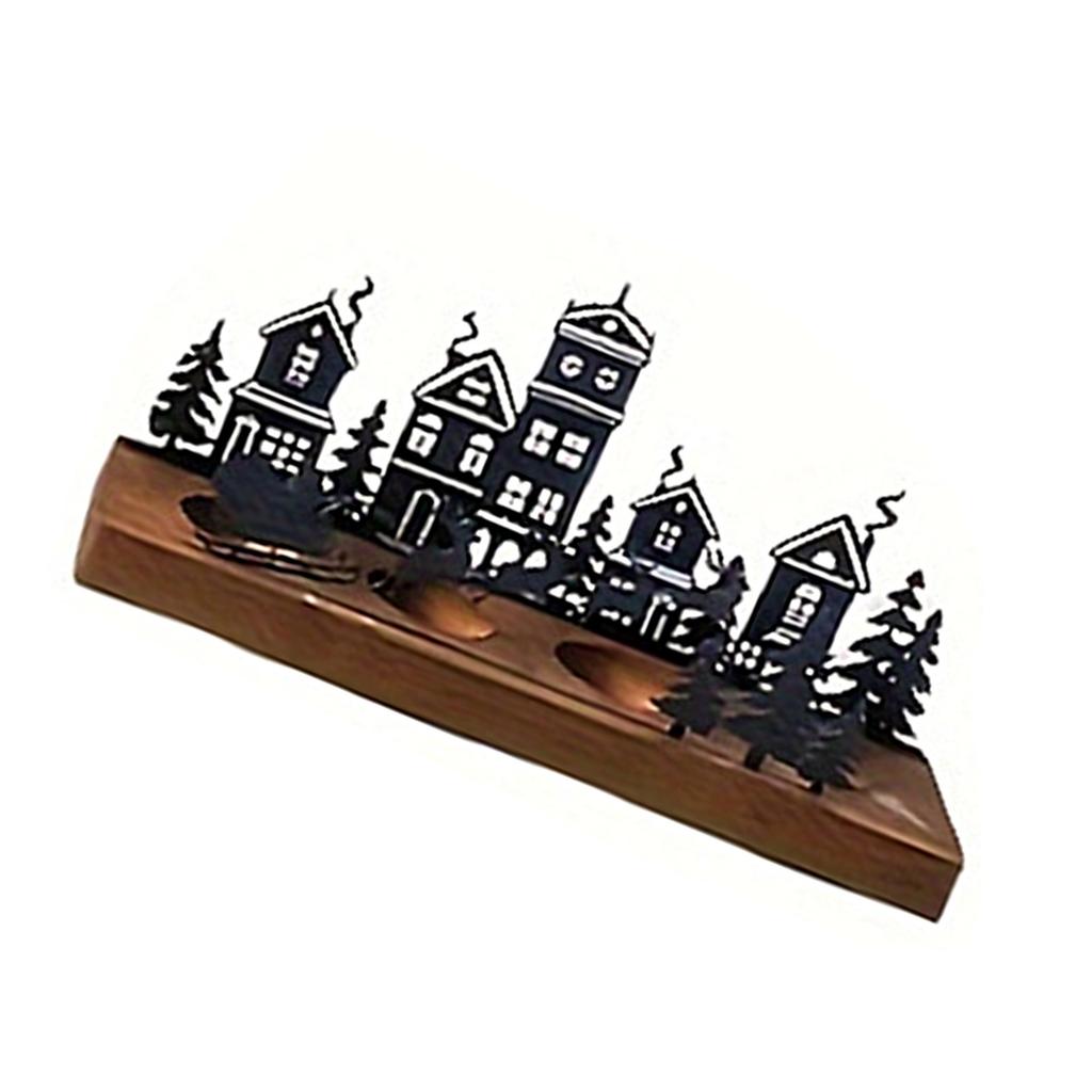 Julsljusbricka Metall med Trähållare Värmeljus Adventskrans för Högtidsdekoration