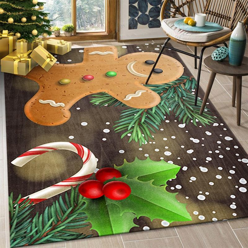 Christmas Living Room Carpet Crystal Velvet Non-slip Floor Mat Festive Atmosphere Bedroom Bedside Blanket
