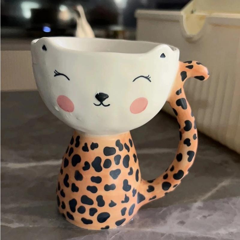 

Креативная керамическая кружка с мультяшным котом, расписанная вручную – Милая чашка для молока и кофе на завтрак C