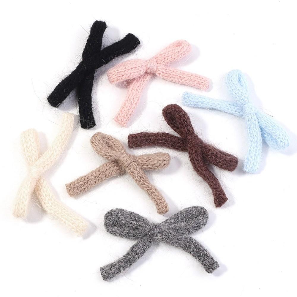 6pcs/lot New 5X7cm Knitted Bows Candy-colored Handmade Cotton Bowknot Bow Hair Clip for DIY Clothing Shoes Hats Accessories