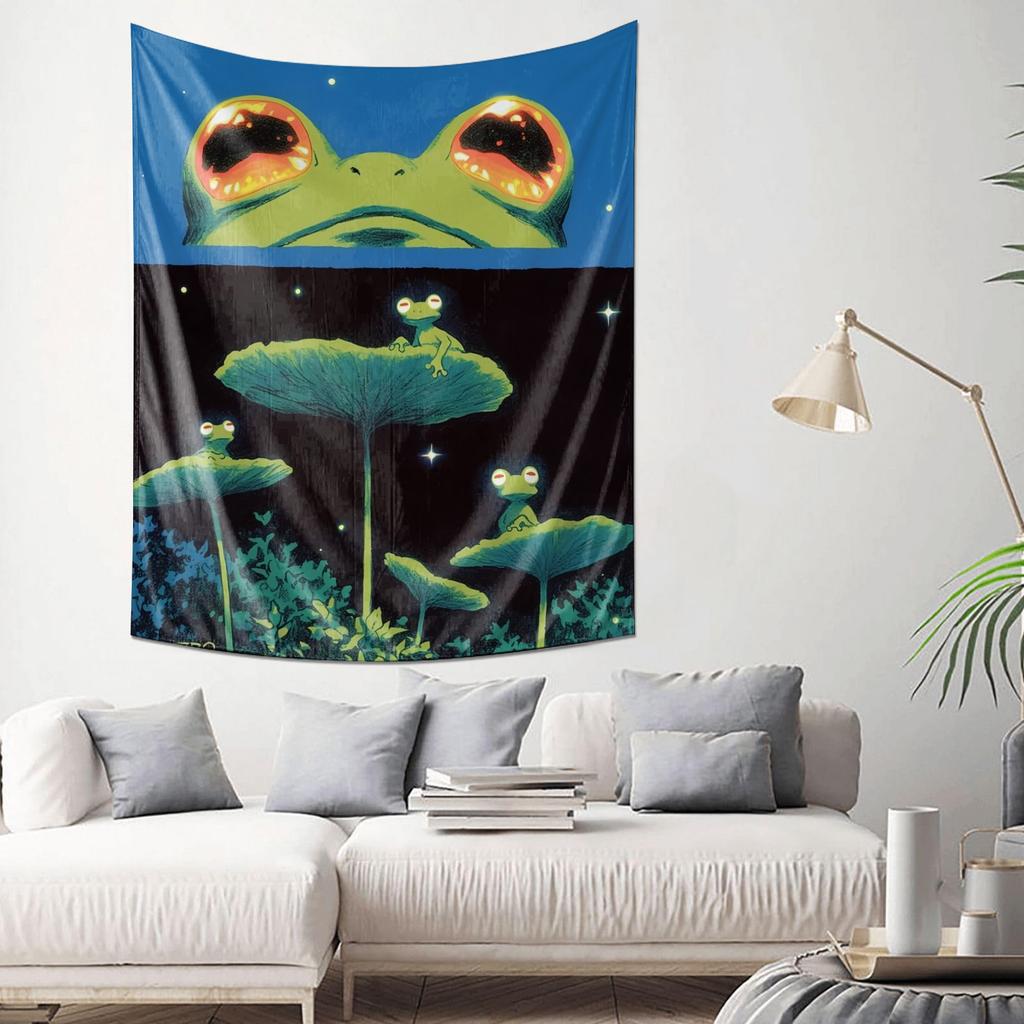 Frog and Night Starry Sky Theme Decorative Hanging Cloth  Creative Home Wall Decoration Tapestry