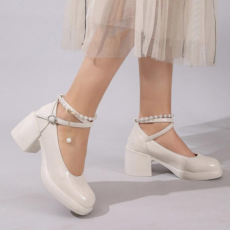 Fashion New Women Pumps Shoes Fashion Cross Strap Ladies Shallow Dress Mary Jane Shoes Female Elegant High Heel Footwear Platform Heels