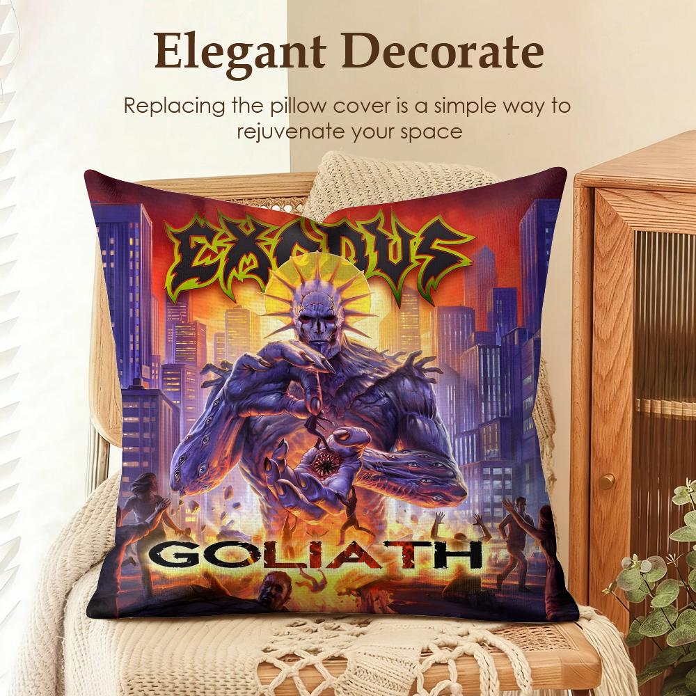 Band EExodus Cushion Cover Natural Linen Organic Fabric DoubleSided Printing Sofa Home Decor Gift Pillow Case