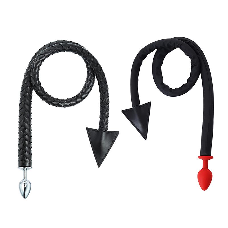 Metal Anal Plug Pu Leather Whip Anal Sex Devil Tail Cosplay Butt Plug Adult Games Anal Sex Toys For Couples Men And Women