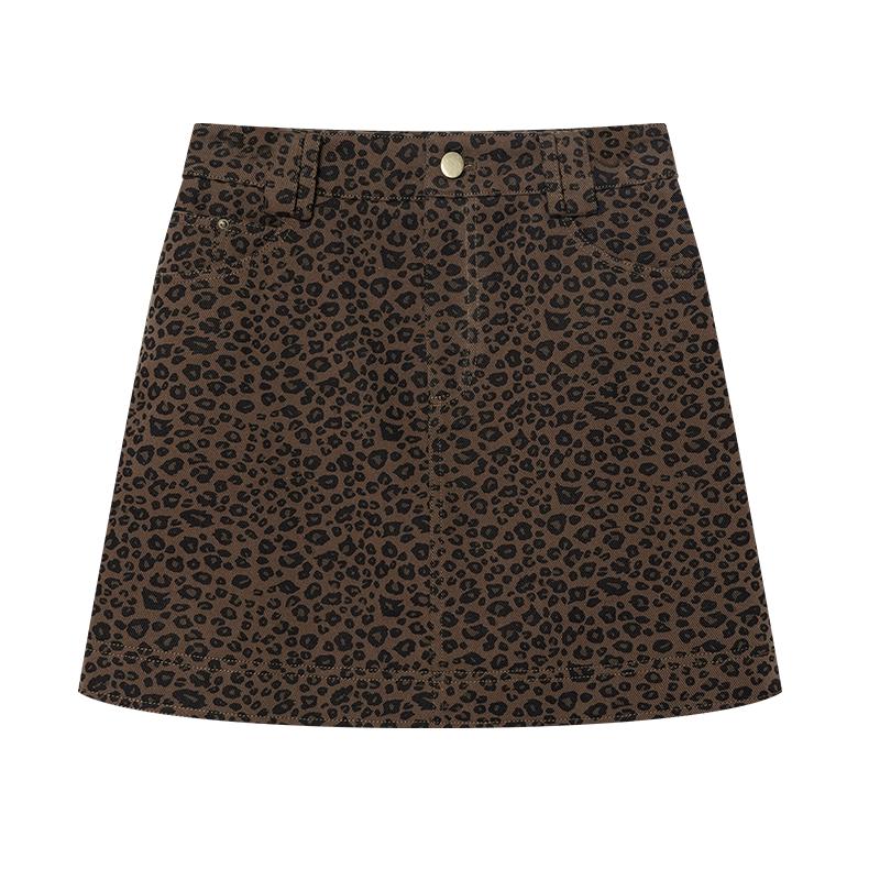 Xiangying Women s Retro Leopard Print A-Line Mini Skirt M