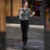 Bailuyu Damen Retro Kontrast Reißverschluss Revers Strickpullover