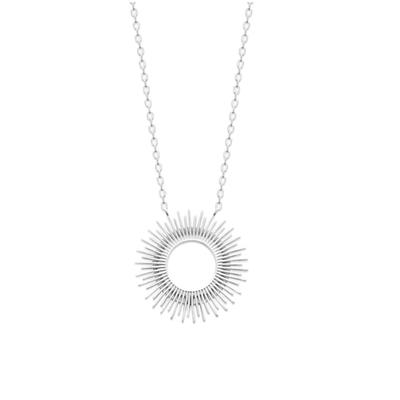 [R3571] - Rhodium-plated Silver 'Cléopatra' Necklace (Sun) - 23 Mm