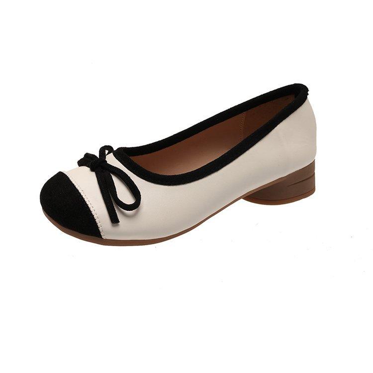 French thick heel gentle fairy single shoes women's shoes 2025 new summer evening wind ladyshoes temperament Doudou shoes