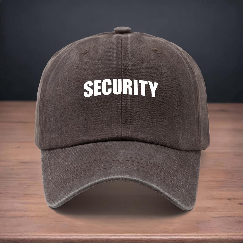 Printed SECURITY Pattern Baseball Cap for Easy Travel, Versatile Soft Top Design for All Seasons, Adjustable Curved Brim Hat