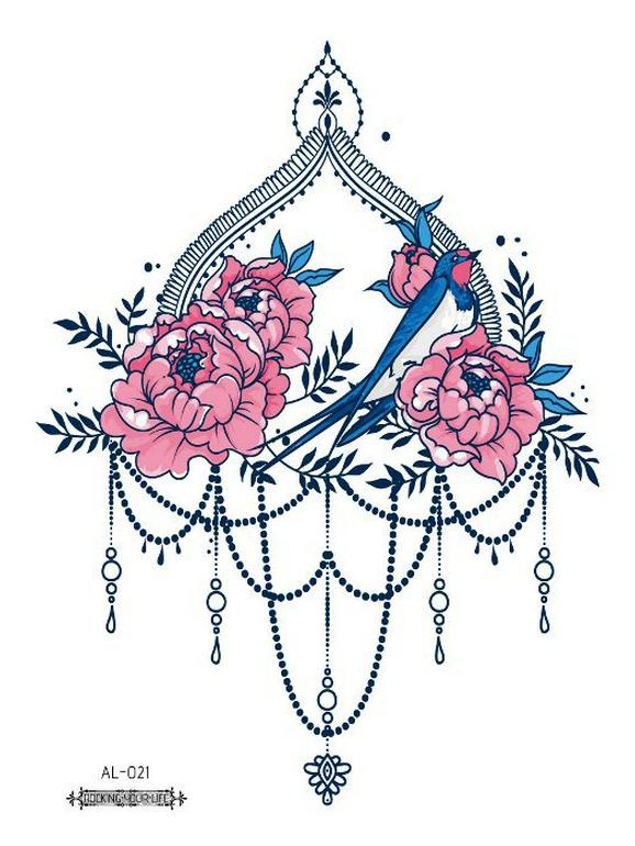 Naklejka tatuażowa wodoodporna Rekalong Goddess Floral na ramię i klatkę piersiową