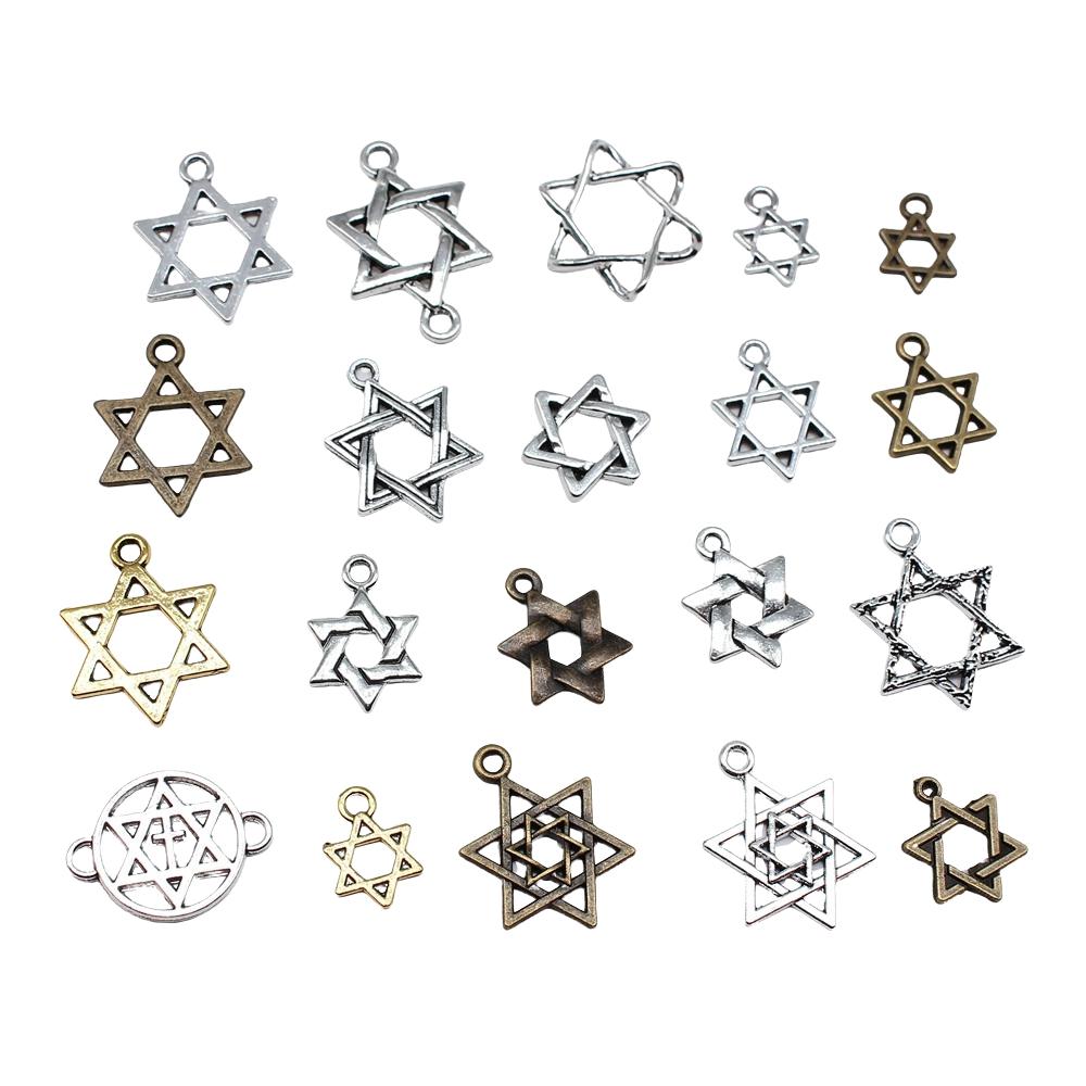 20pcs Hexagram Star Of David Charms Pendants For Bracelet Jewelry Making DIY Handmade Craft