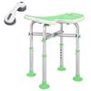 Shower Stool, Adjustable Height 39-51.5 cm, Suction Cup Support Bar, Suction Cup Pads, Green