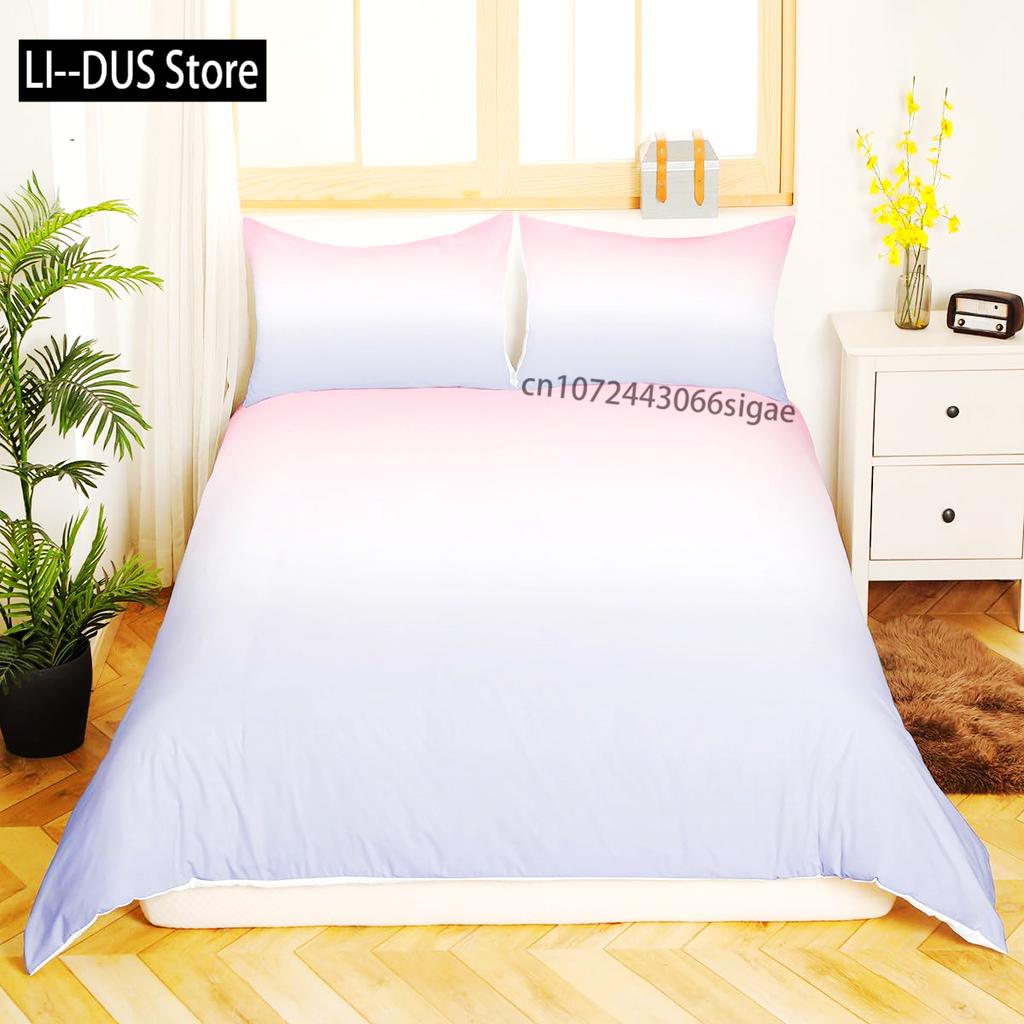 Blauer Ombre Bettbezug Queen Size Ozean Meerblau Weiß Farbverlauf Einfarbig Weiches Bettwäscheset Moderne Abstrakte Kunst Bettdeckenbezug