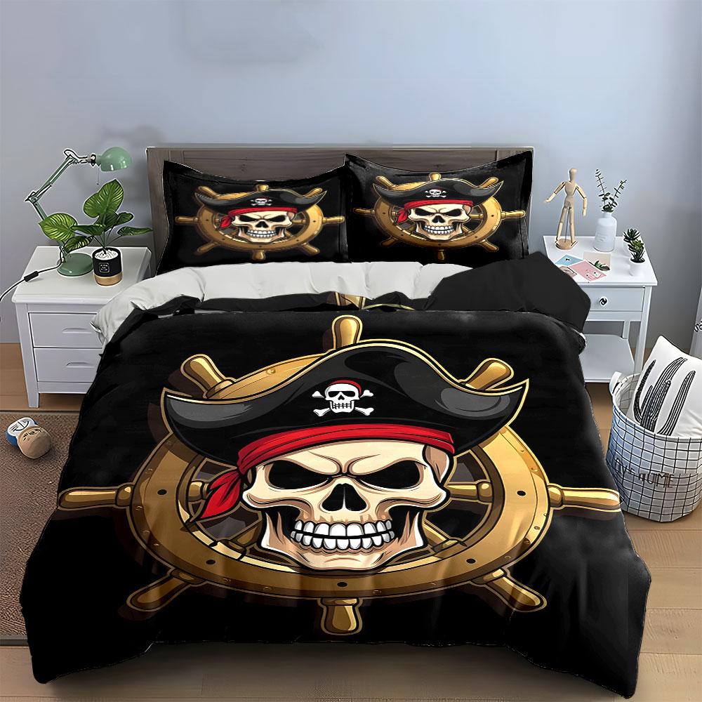 "Pirate Skull Adventure Vibes" Bedding Sets Duvet Covers Pillowcases(1* Duvet Cover 2* Pillowcases Without Duvet Insert)