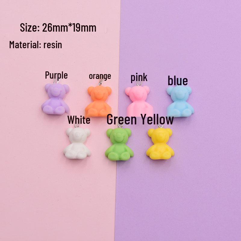 Colorful Frosted Cartoon Bear Pendant Keychain - DIY Resin Jewelry Accessory