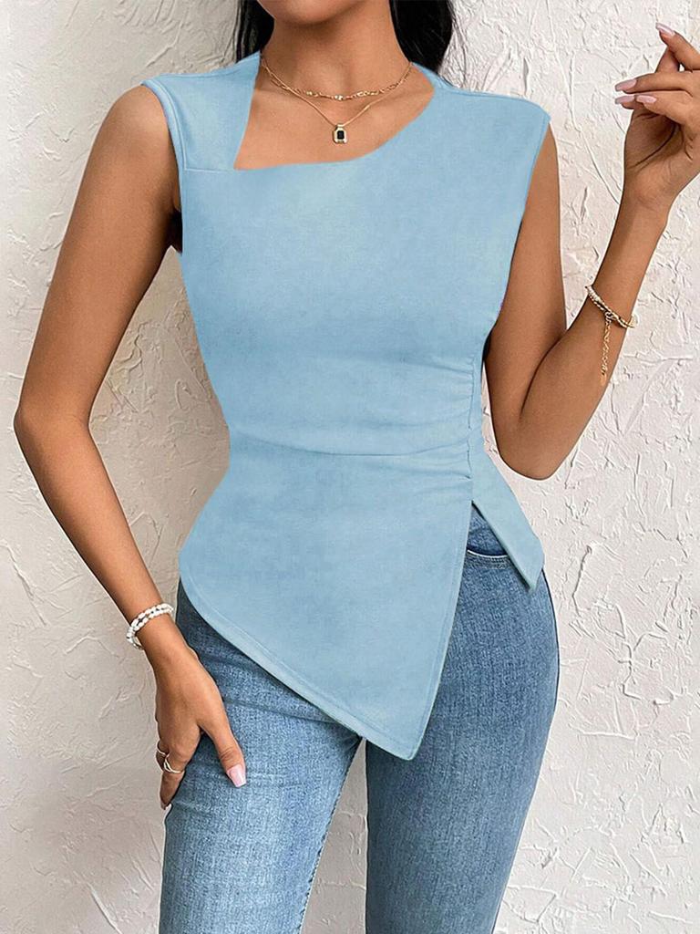Women's European & American Style Elegant One-Shoulder Slim T-Shirt - Spring/Summer 2026 Collection