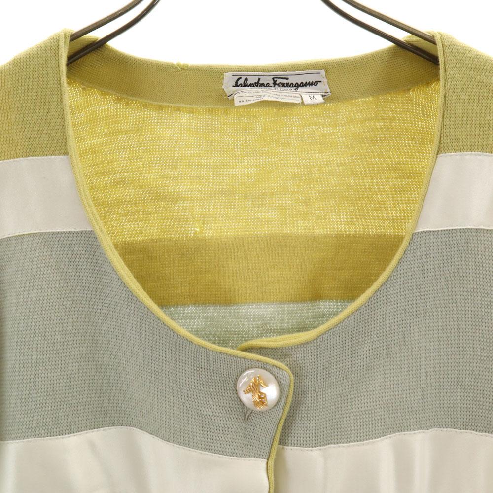 Salvatore Ferragamo 90s Made In Italy Old Border Pattern Long Sleeve Knit Cardigan Women Used