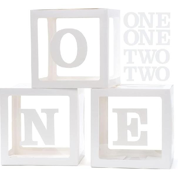 

1st Birthday Decorations for Boys, 3Pcs One Boxes for 1st Birthday for Boy or Girl with ONE and TWO Letters for Photoshoot Props 1st Birthday