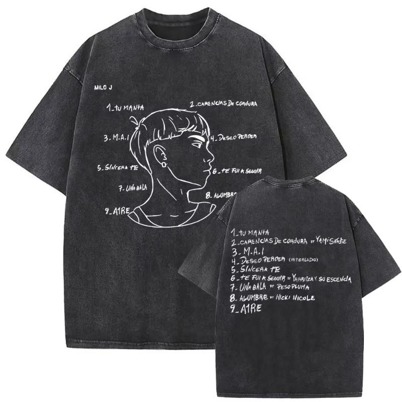Washed Vintage Rapper Milo J Music Album Logo Merch Tshirt Unisex Women Hip Hop Fashion Oversized T Shirts Streetwear