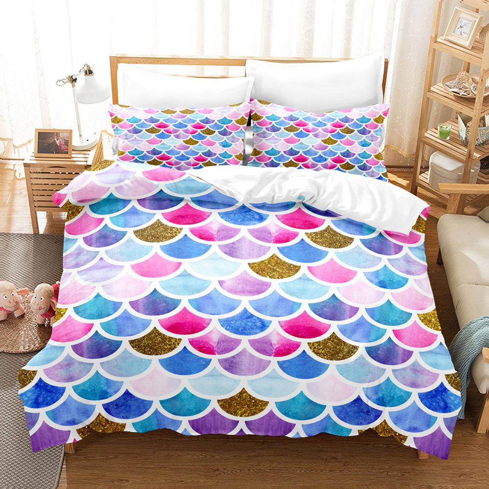 

Colorful fish scales 3D Bedding Set Duvet Cover Set King Queen Twin Double Comforter Cover Set For Home and Decoration US Twin(172x218cm)