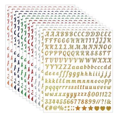 0.5-inch Alphanumeric Sticker Gold Sand Silver Sand Glitter Spice Can Festive Balloon Gum Card Decorative Letter Sticker