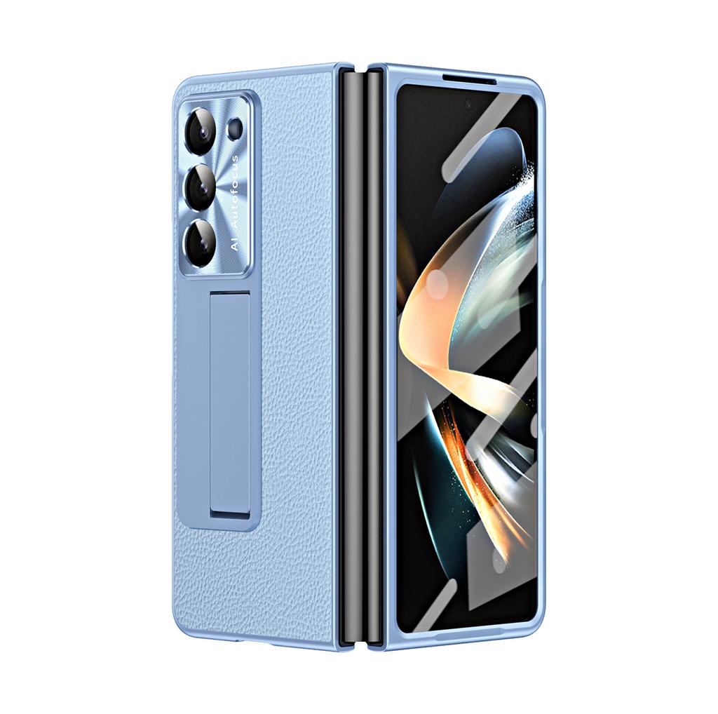 Leather for Samsung Galaxy Fold 6 5 4 3 Case Slim Hard Stand Protective Film Cover Stand Mental Holder Shockproof Luxury