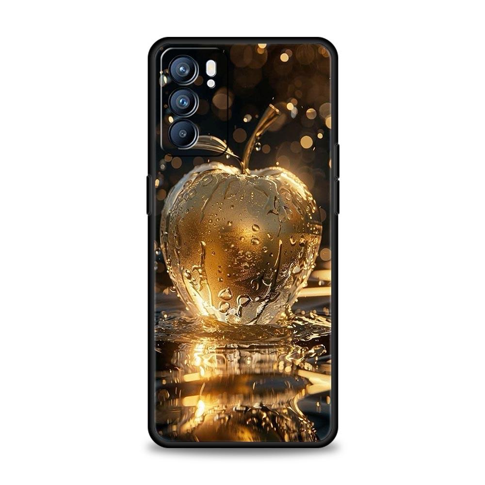 Happy Black Apple Phone Case For Oppo Reno 13 12 11 10 7 F Find X5 X6 A98 A80 A79 A78 A57 A54 A31 A17 Pro 5G Soft TPU Cover Bags