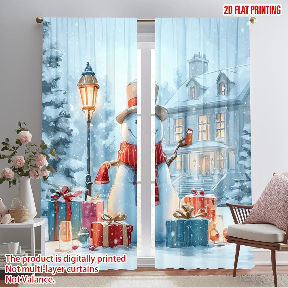 

2 шт., шторы с принтом плоского 2D рисунка, очаровательная зимняя сказка, универсальный прочный полиэстер (без удилища) Украшения для 52.50×116.00 CM 2pcs