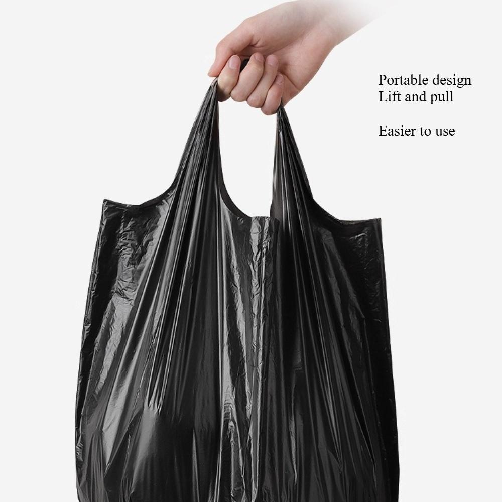 Extra-Thick Vest-Style Garbage Bags | Medium-Large Size Black Trash Bags for Home Kitchen Bathroom | Heavy-Duty Portable Household Waste BagsRQSL-001