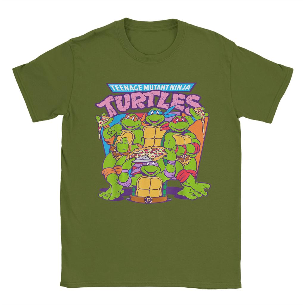 Men TShirts Ninja Turtles Pizza Smiles Novelty 100 Cotton Tee Shirt Short Sleeve T Shirt O Neck Clothes Graphic Printed
