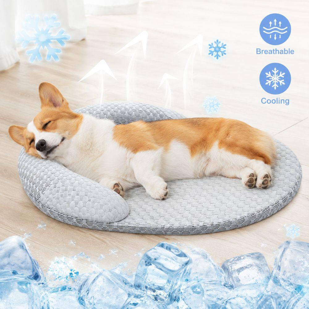 Oval Summer Cooling Dog Bed Ice Silk Pet Nest New Cat Cooling Pad  For Small Medium Large Pet