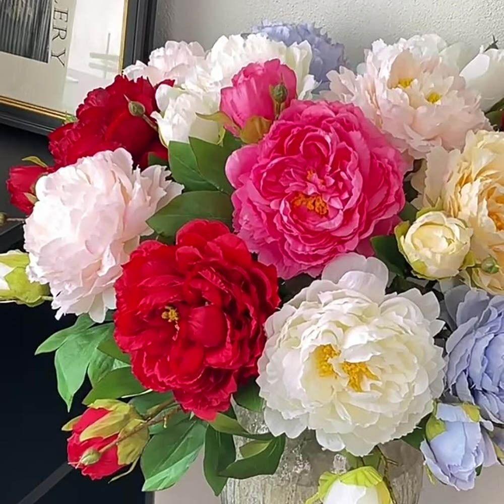 2 Heads Multicolor Artificial Flower Peony Peony Bridal Bouquets Lifelike Flowers  Party Supplies